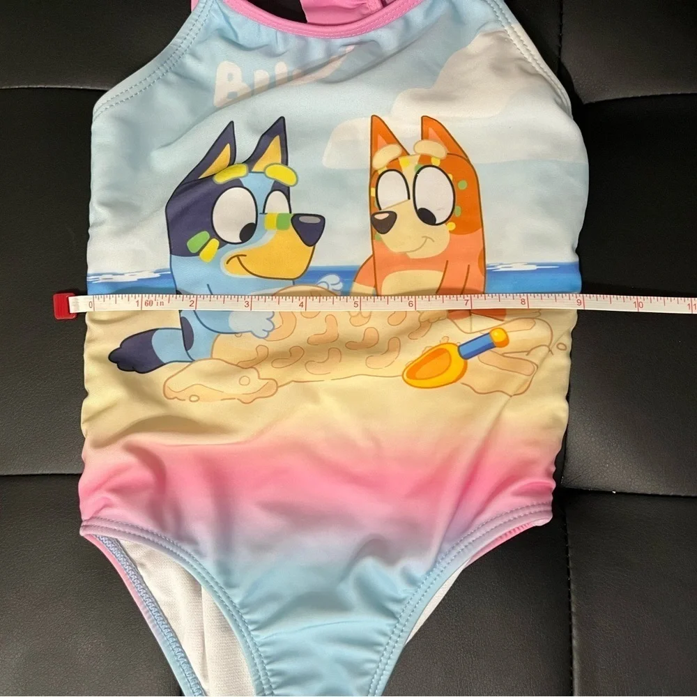 Pink and Blue One Piece Swim with Bluey Cartoon Design 4T